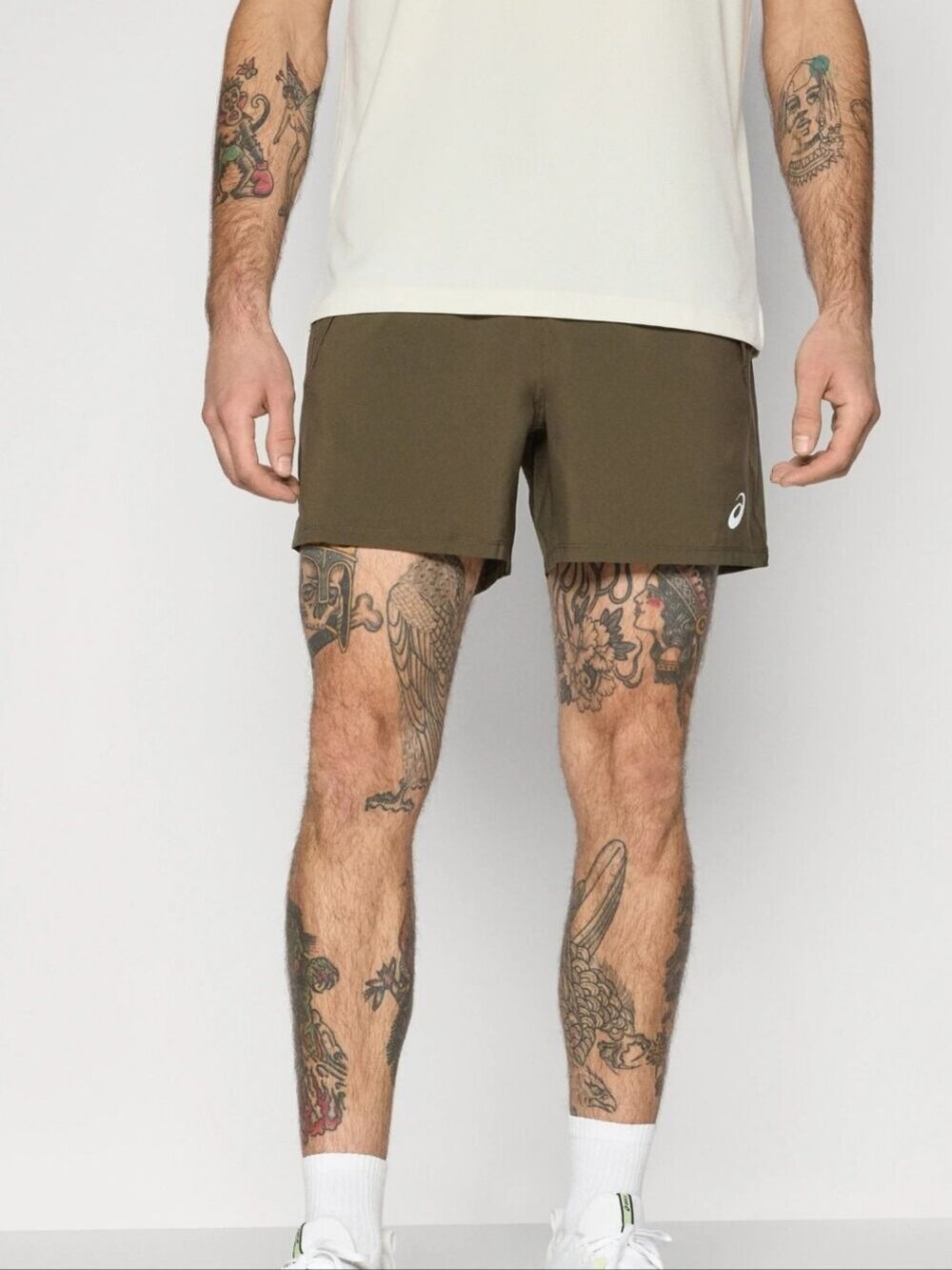 Asics Mens Athletic Road Shorts Army Green